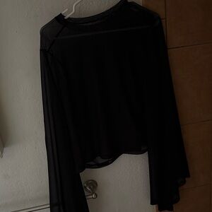 Black Sheer Long Sleeve Top